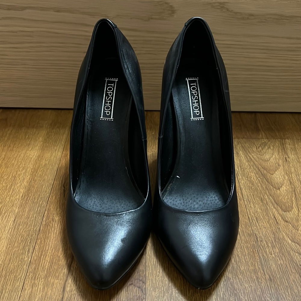 Top Shop Black Leather with Vinyl High Heeled, W 4, 35